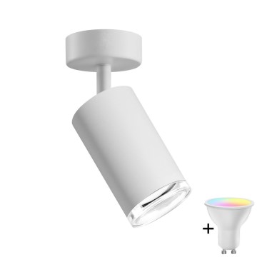 LED RGBW Stmívatelné koupelnové bodové svítidlo TURYN 1xGU10/4,8W/230V 3000K IP44 bílá + dálkové ovládání