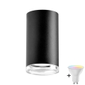 LED RGBW Stmívatelné koupelnové bodové svítidlo TURYN 1xGU10/4,8W/230V 3000K IP44 černá + dálkové ovládání