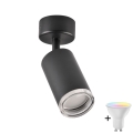 LED RGBW Stmívatelné koupelnové bodové svítidlo TURYN 1xGU10/4,8W/230V 3000K IP44 černá + dálkové ovládání