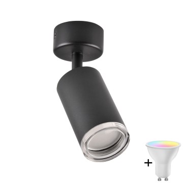 LED RGBW Stmívatelné koupelnové bodové svítidlo TURYN 1xGU10/4,8W/230V 3000K IP44 černá + dálkové ovládání
