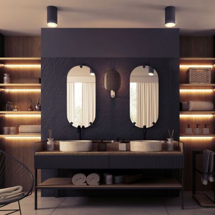 LED RGBW Stmívatelné koupelnové bodové svítidlo TURYN 1xGU10/4,8W/230V 3000K IP44 černá + dálkové ovládání