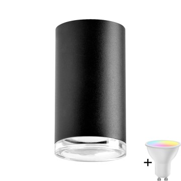 LED RGBW Stmívatelné koupelnové bodové svítidlo TURYN 1xGU10/6,5W/230V 2700-6500K Wi-Fi IP44 černá