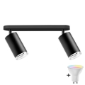 LED RGBW Stmívatelné koupelnové bodové svítidlo TURYN 2xGU10/4,8W/230V 3000K IP44 černá + dálkové ovládání