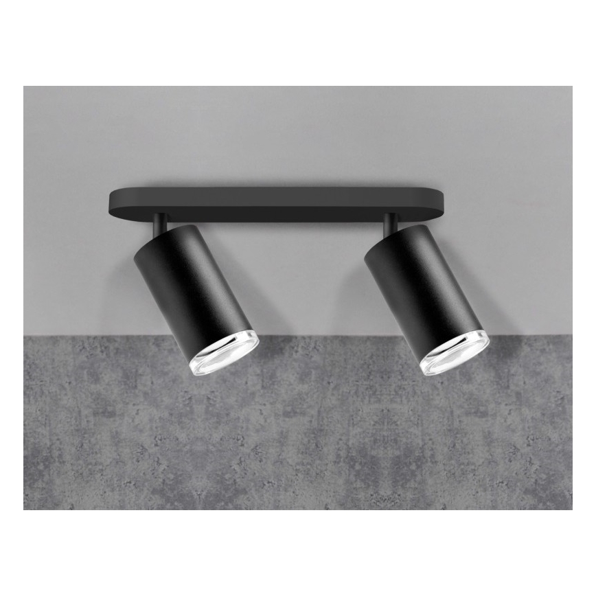 LED RGBW Stmívatelné koupelnové bodové svítidlo TURYN 2xGU10/4,8W/230V 3000K IP44 černá + dálkové ovládání