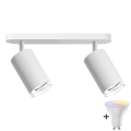 LED RGBW Stmívatelné koupelnové bodové svítidlo TURYN 2xGU10/6W/230V 3000K IP44 bílá + dálkové ovládání