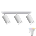 LED RGBW Stmívatelné koupelnové bodové svítidlo TURYN 3xGU10/4,8W/230V 3000K IP44 bílá + dálkové ovládání