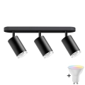 LED RGBW Stmívatelné koupelnové bodové svítidlo TURYN 3xGU10/4,8W/230V 3000K IP44 černá + dálkové ovládání