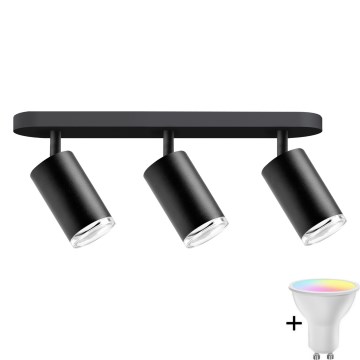 LED RGBW Stmívatelné koupelnové bodové svítidlo TURYN 3xGU10/6,5W/230V 2700-6500K Wi-Fi IP44 černá
