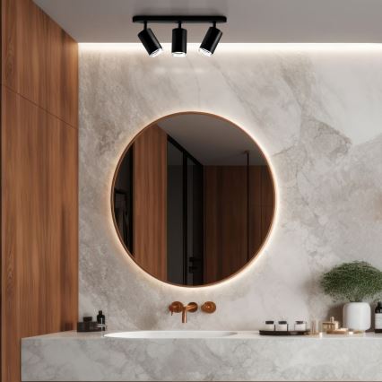 LED RGBW Stmívatelné koupelnové bodové svítidlo TURYN 3xGU10/6W/230V 3000K IP44 černá + dálkové ovládání