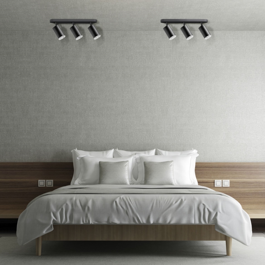 LED RGBW Stmívatelné koupelnové bodové svítidlo TURYN 3xGU10/6W/230V 3000K IP44 černá + dálkové ovládání