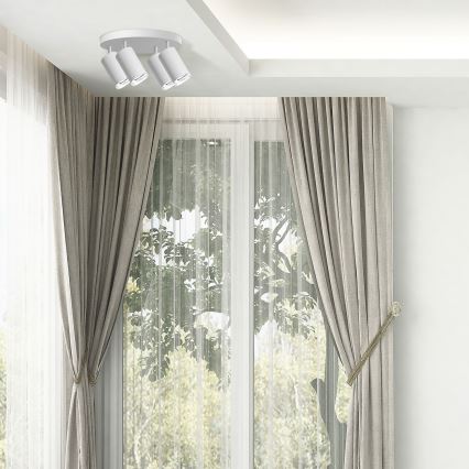 LED RGBW Stmívatelné koupelnové bodové svítidlo TURYN 4xGU10/4,8W/230V 3000K IP44 bílá + dálkové ovládání