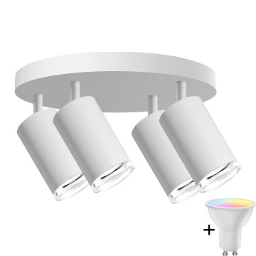 LED RGBW Stmívatelné koupelnové bodové svítidlo TURYN 4xGU10/6,5W/230V 2700-6500K Wi-Fi IP44 bílá