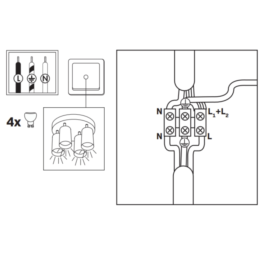 LED RGBW Stmívatelné koupelnové bodové svítidlo TURYN 4xGU10/6,5W/230V 2700-6500K Wi-Fi IP44 černá