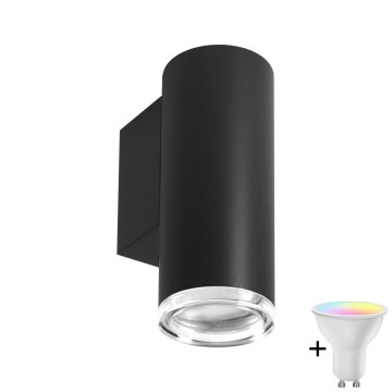 LED RGBW Stmívatelné koupelnové nástěnné svítidlo TURYN 1xGU10/4,8W/230V 3000K IP44 černá + dálkové ovládání