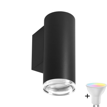 LED RGBW Stmívatelné koupelnové nástěnné svítidlo TURYN 1xGU10/6,5W/230V 2700-6500K Wi-Fi IP44 černá