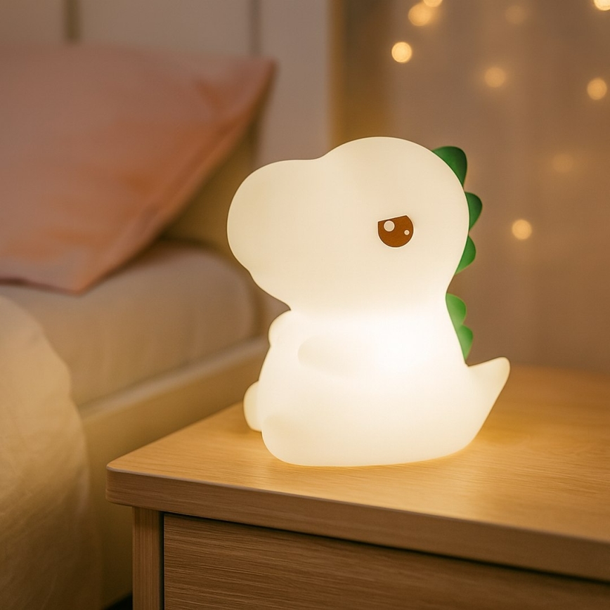 LED RGBW Stmívatelné nabíjecí dotykové dětské noční světlo DINO LED/1W/5V 1200 mAh