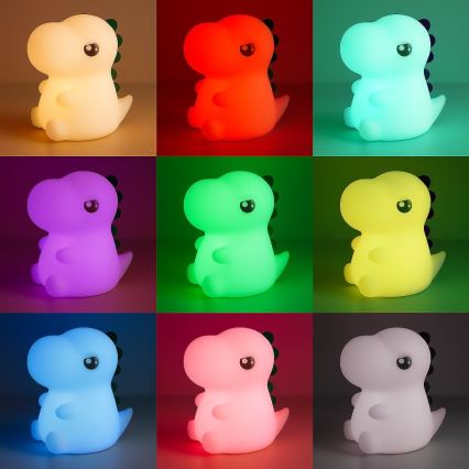 LED RGBW Stmívatelné nabíjecí dotykové dětské noční světlo DINO LED/1W/5V 1200 mAh