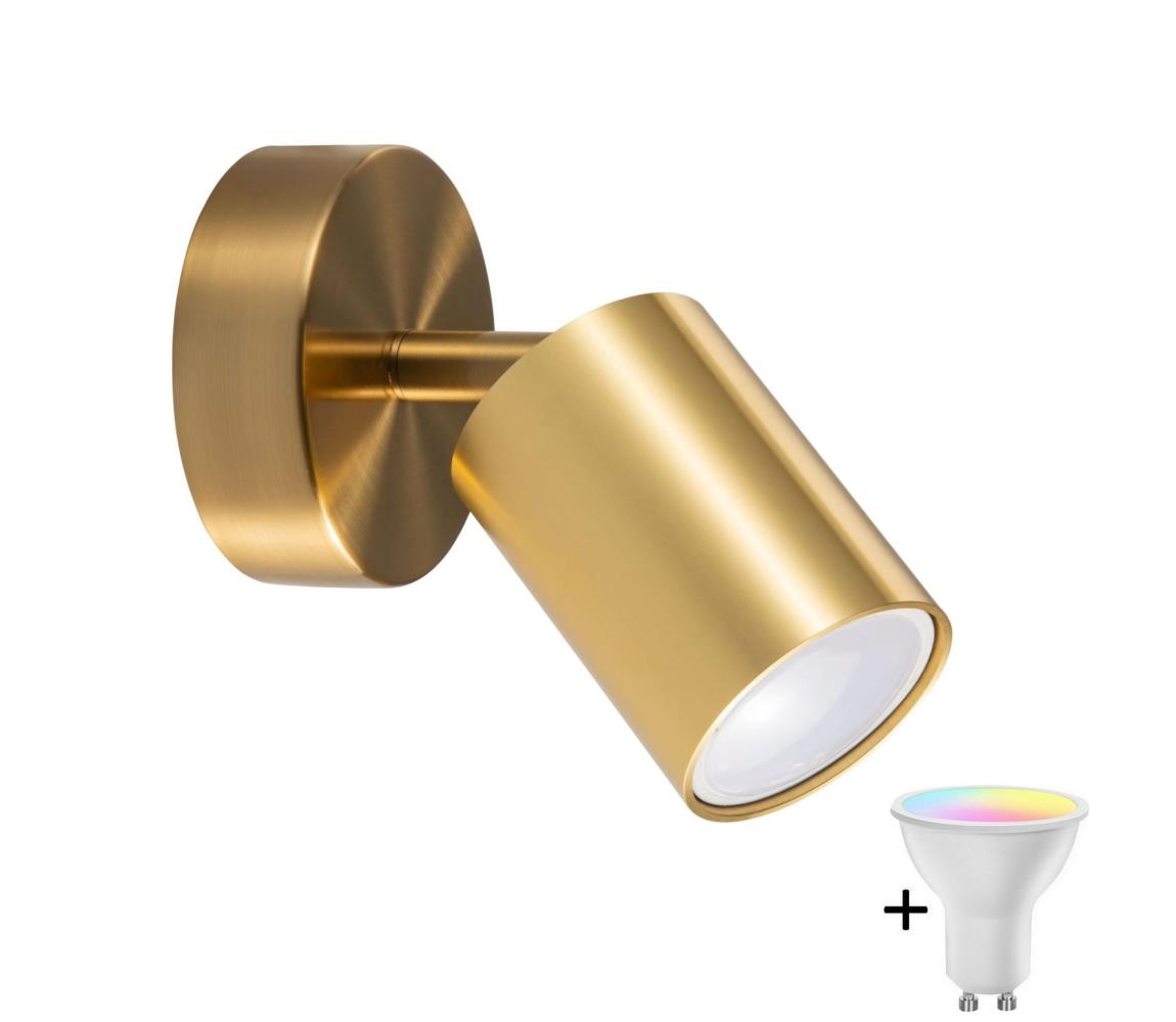 LED RGBW Stmívatelné nástěnné bodové svítidlo GOLDIE 1xGU10/4,8W/230V zlatá SA2134+AI2382 – Alasans