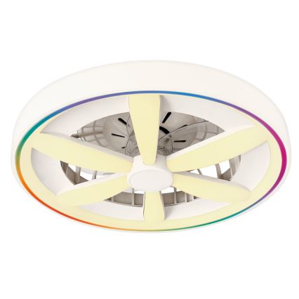 LED RGBW Stmívatelné stropní svítidlo s ventilátorem MALAWI LED/48W/230V 3000-6500K bílá + dálkové ovládání