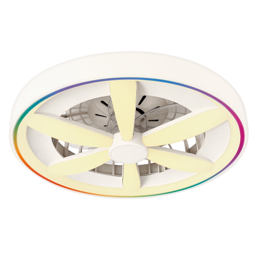 LED RGBW Stmívatelné stropní svítidlo s ventilátorem MALAWI LED/48W/230V 3000-6500K bílá + dálkové ovládání