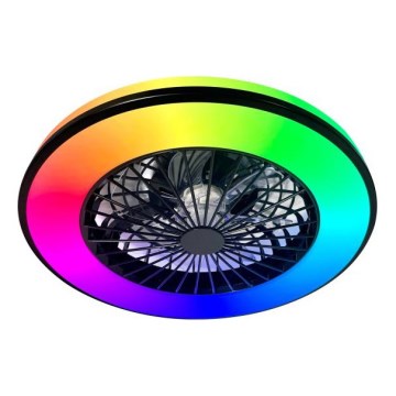 LED RGBW Stmívatelné stropní svítidlo s ventilátorem VENTELUX LED/48W/230V 3000/4000/6500K pr. 48,5 cm černá + dálkové ovládání