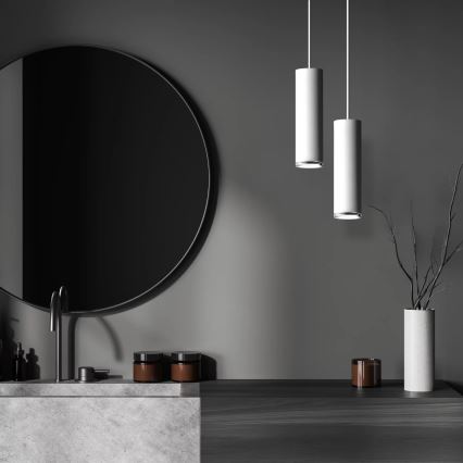LED RGBW Stmívatelný koupelnový lustr na lanku TURYN 1xGU10/4,8W/230V 3000K IP44 bílá + dálkové ovládání