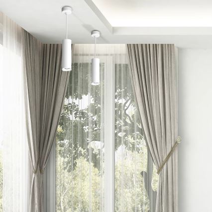LED RGBW Stmívatelný koupelnový lustr na lanku TURYN 1xGU10/4,8W/230V 3000K IP44 bílá + dálkové ovládání