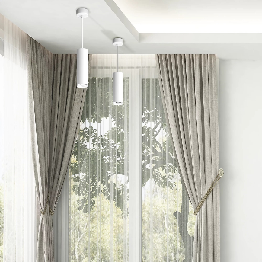 LED RGBW Stmívatelný koupelnový lustr na lanku TURYN 1xGU10/4,8W/230V 3000K IP44 bílá + dálkové ovládání