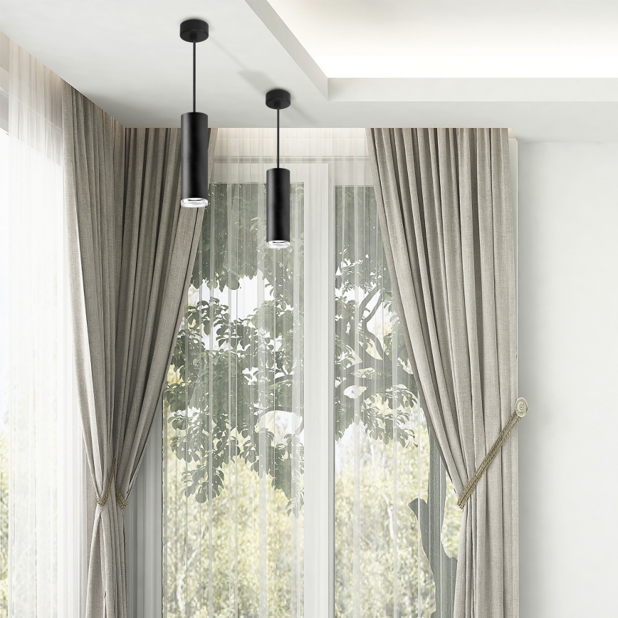 LED RGBW Stmívatelný koupelnový lustr na lanku TURYN 1xGU10/4,8W/230V 3000K IP44 černá + dálkové ovládání