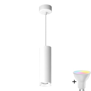 LED RGBW Stmívatelný koupelnový lustr na lanku TURYN 1xGU10/6,5W/230V 2700-6500K Wi-Fi IP44 bílá