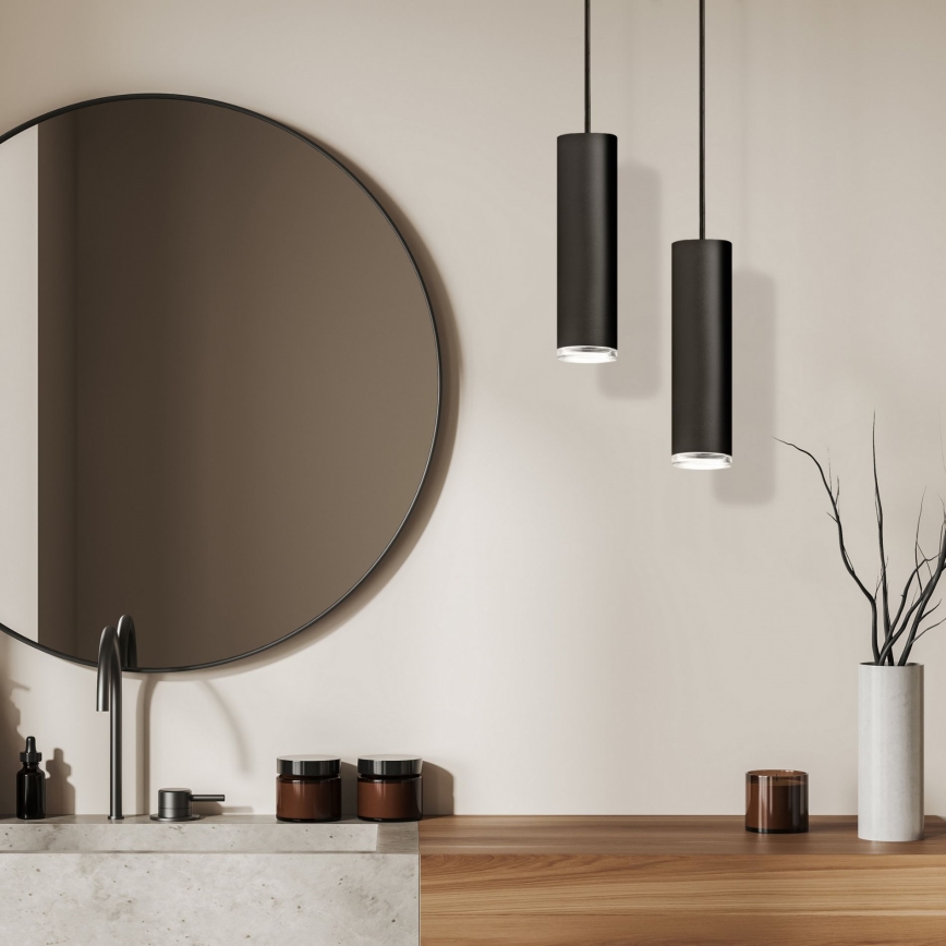 LED RGBW Stmívatelný koupelnový lustr na lanku TURYN 1xGU10/6W/230V 3000K Wi-Fi IP44 černá