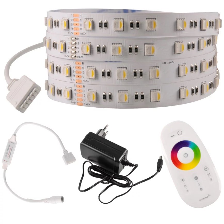 LED RGBW Stmívatelný pásek 3m LED/22W/24/230V + dálkové ovládání