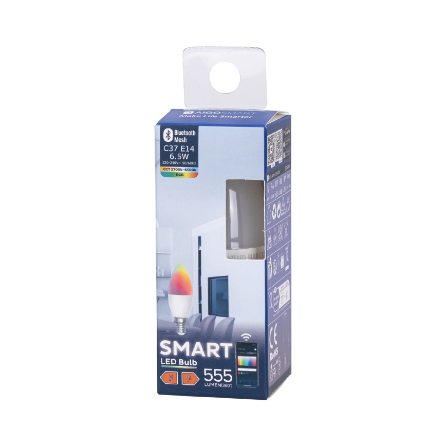 LED RGBW Stmívatelná žárovka C37 E14/6,5W/230V 2700-6500K - Aigostar