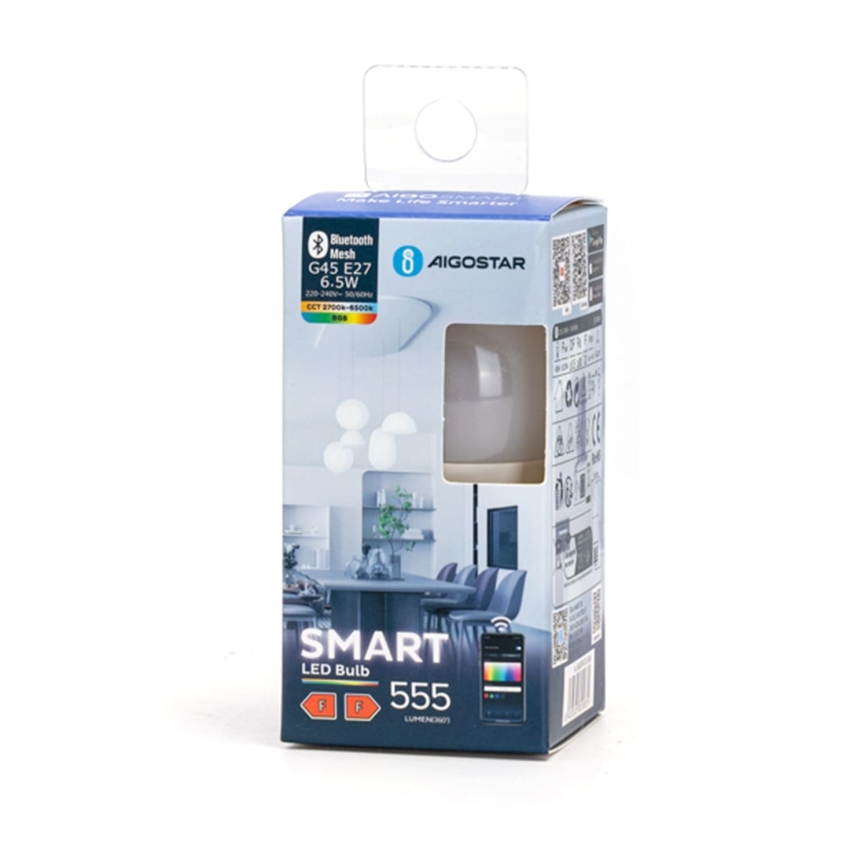 LED RGBW Stmívatelná žárovka G45 E27/6,5W/230V 2700-6500K - Aigostar