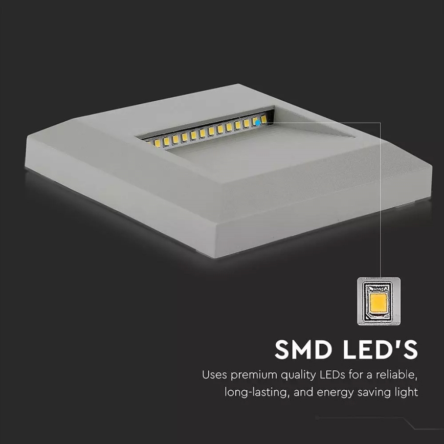LED Schodišťové svítidlo LED/2W/100-240V 4000K IP65 šedá