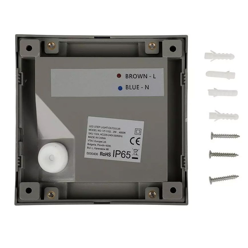 LED Schodišťové svítidlo LED/2W/100-240V 4000K IP65 šedá