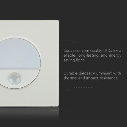 LED Schodišťové svítidlo s pohybovým senzorem LED/3W/230V 4000K bílá