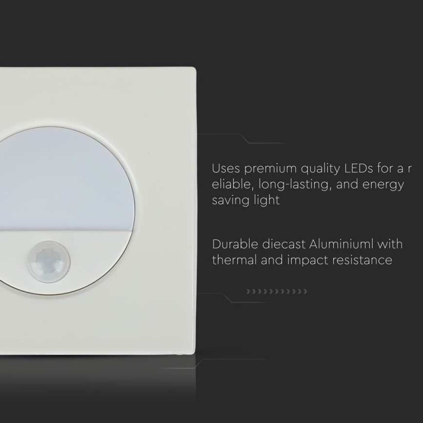 LED Schodišťové svítidlo s pohybovým senzorem LED/3W/230V 4000K bílá