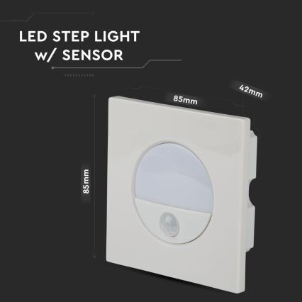 LED Schodišťové svítidlo s pohybovým senzorem LED/3W/230V 4000K bílá