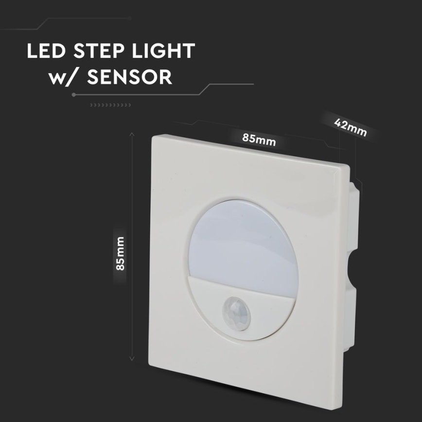 LED Schodišťové svítidlo s pohybovým senzorem LED/3W/230V 4000K bílá