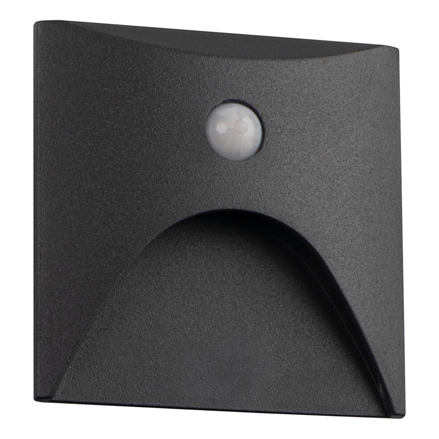 LED Schodišťové svítidlo se senzorem pohybu a soumraku EXIN LED/2,5W/230V 3000K IP65 antracit hranatý