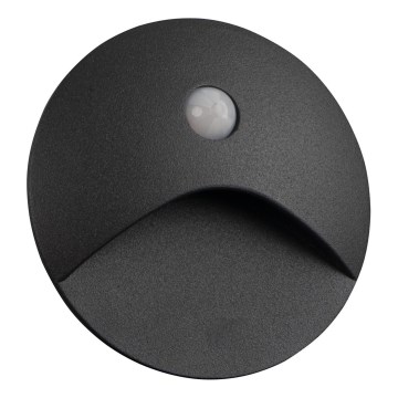 LED Schodišťové svítidlo se senzorem pohybu a soumraku EXIN LED/2,5W/230V 3000K IP65 antracit kulatý