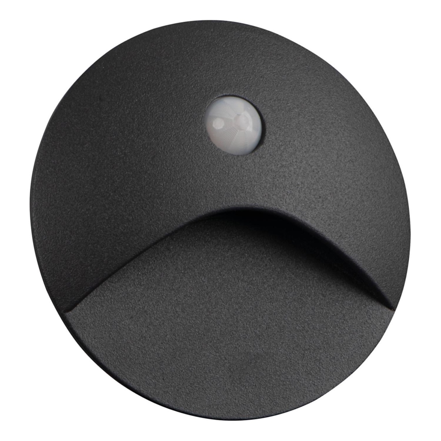 LED Schodišťové svítidlo se senzorem pohybu a soumraku EXIN LED/2,5W/230V 3000K IP65 antracit kulatý