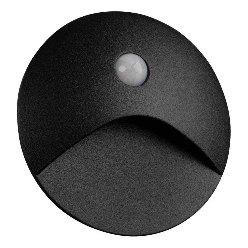 LED Schodišťové svítidlo se senzorem pohybu a soumraku EXIN LED/2,5W/230V 4000K IP65 černá kulatý