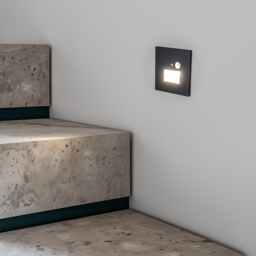 LED Schodišťové svítidlo se senzorem pohybu a soumraku LED/1,5W/230V 3000/4000/6000K antracit