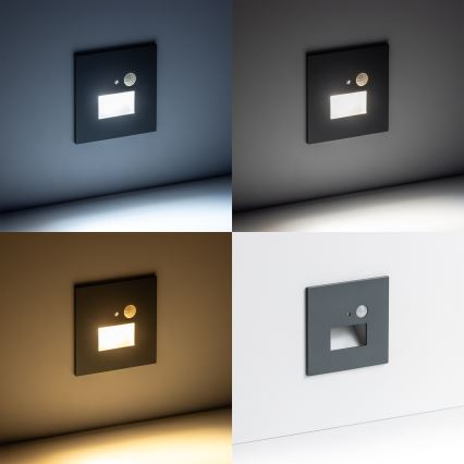 LED Schodišťové svítidlo se senzorem pohybu a soumraku LED/1,5W/230V 3000/4000/6500K antracit
