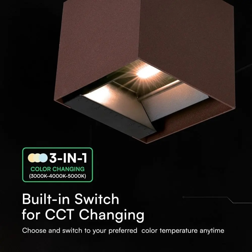 LED Solární nástěnné svítidlo se senzorem LED/9W/3,7V 3000/4000/5000K IP65 2600 mAh hnědá