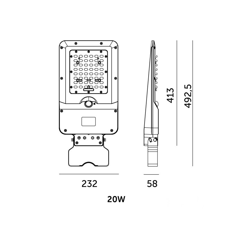 LED Solární pouliční lampa se senzorem STREET LED/20W/7,4V 3000/4000/6000K IP65 5400 mAh