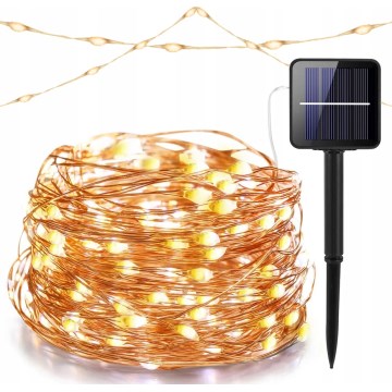 LED Solární dekorační řetěz 200xLED/1,2V 800 mAh 12 m IP44 černá