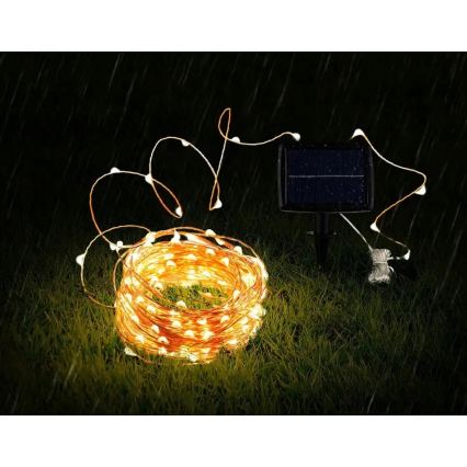 LED Solární dekorační řetěz 200xLED/1,2V 800 mAh 12 m IP44 černá